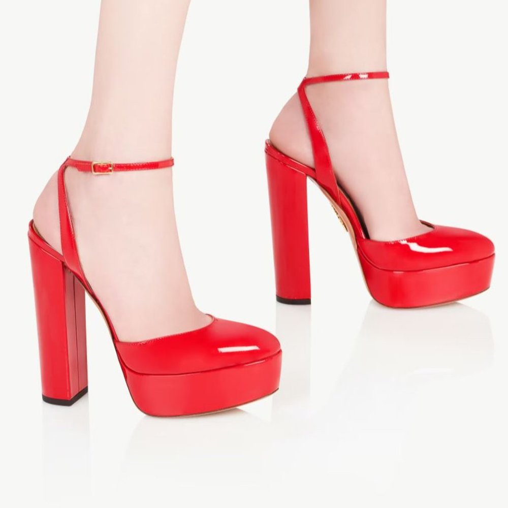 Aquazzura So High Plateau Pink Suede Heels 38.5